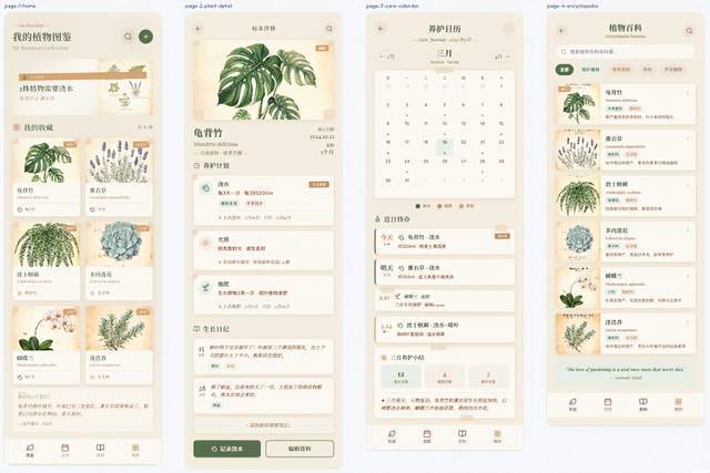 家庭植物管理App设计示例