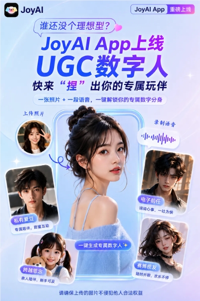 JoyAI UGC数字人功能界面示意