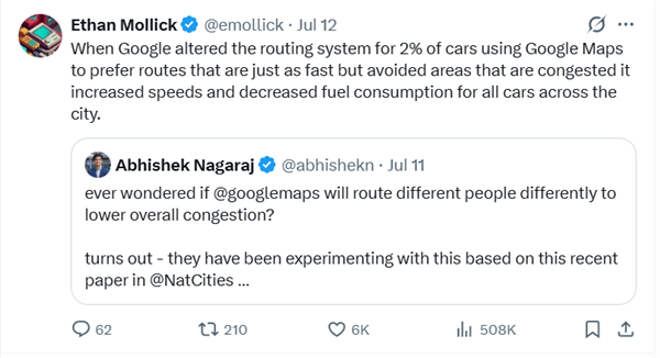 谷歌偷偷改了2% Google Maps用户的路线！结果整座城市的汽车都快了 油耗跟着降