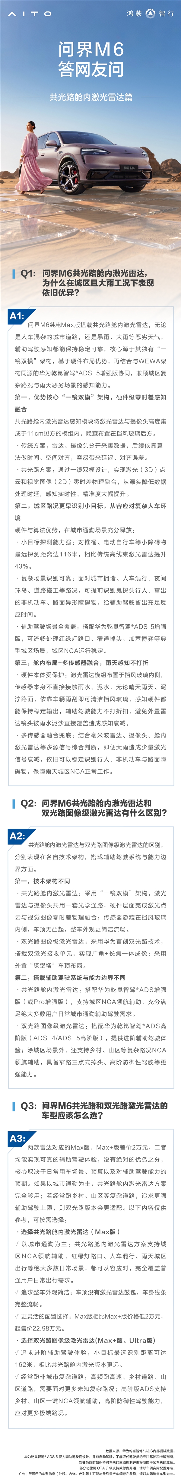问界M6舱内激光雷达和896线激光雷达有什么区别?问界一文讲清