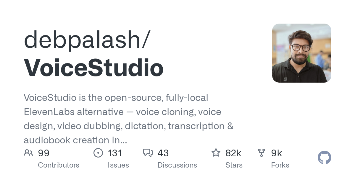 VoiceStudio GitHub 仓库信息卡